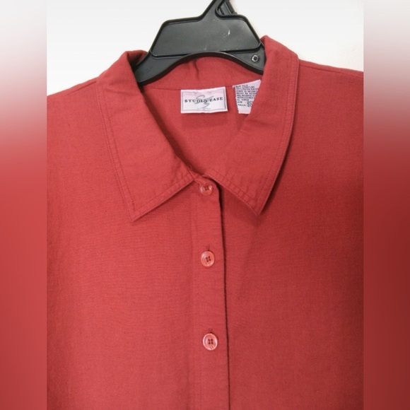 Studio Ease Red Linen Blend Button-Up Shirt Plus Size 20W - Picture 3 of 7